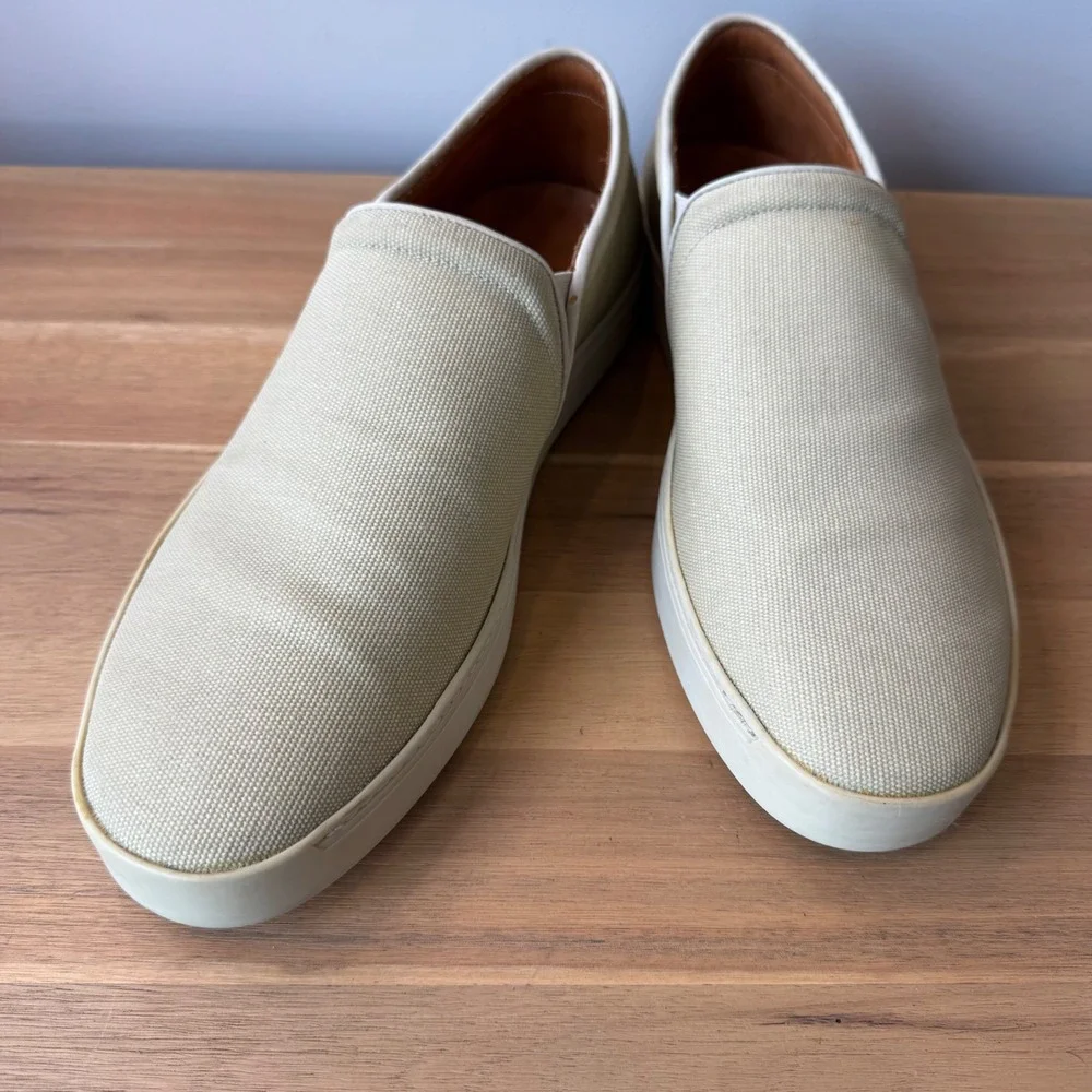 Rag & Bone Men 12 EU 45 Cream Off White Canvas Slip On Sneaker Loafers Casual